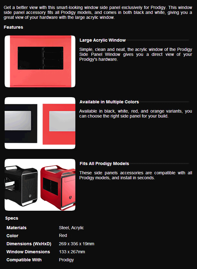 Buy BitFenix Prodigy Window Side Panel Red [BFC-PRO-300-RRWA-RP] | PC ...