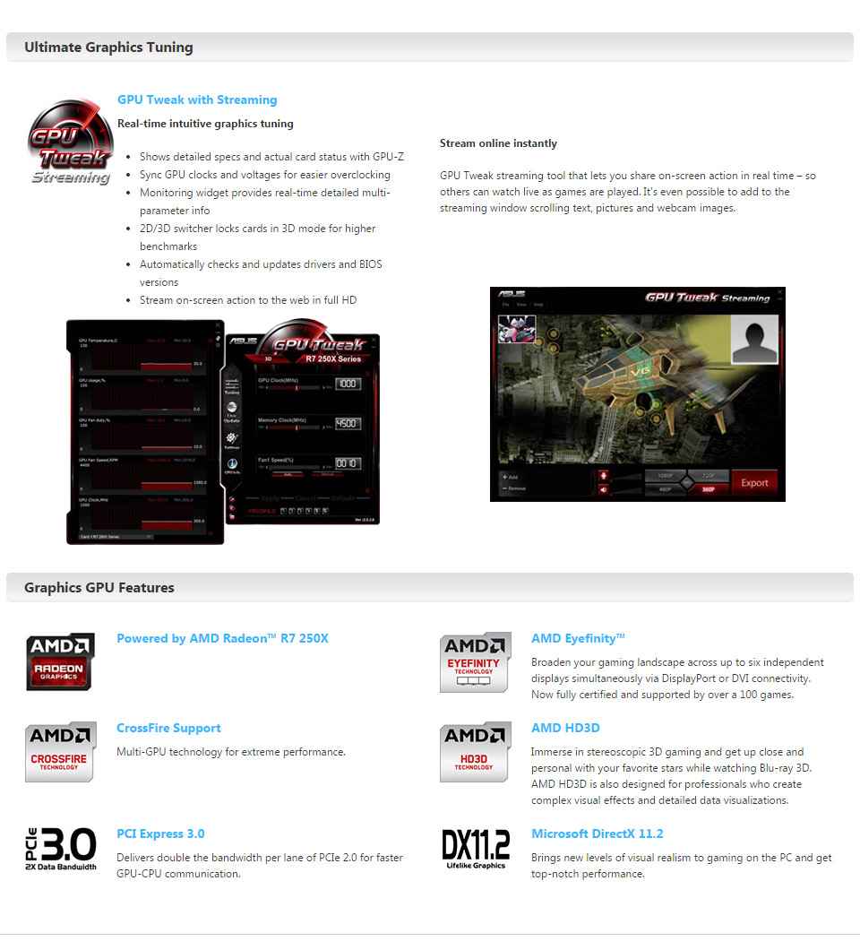 Buy ASUS Radeon R7 250X 1GB [R7250X-1GD5] | PC Case Gear Australia