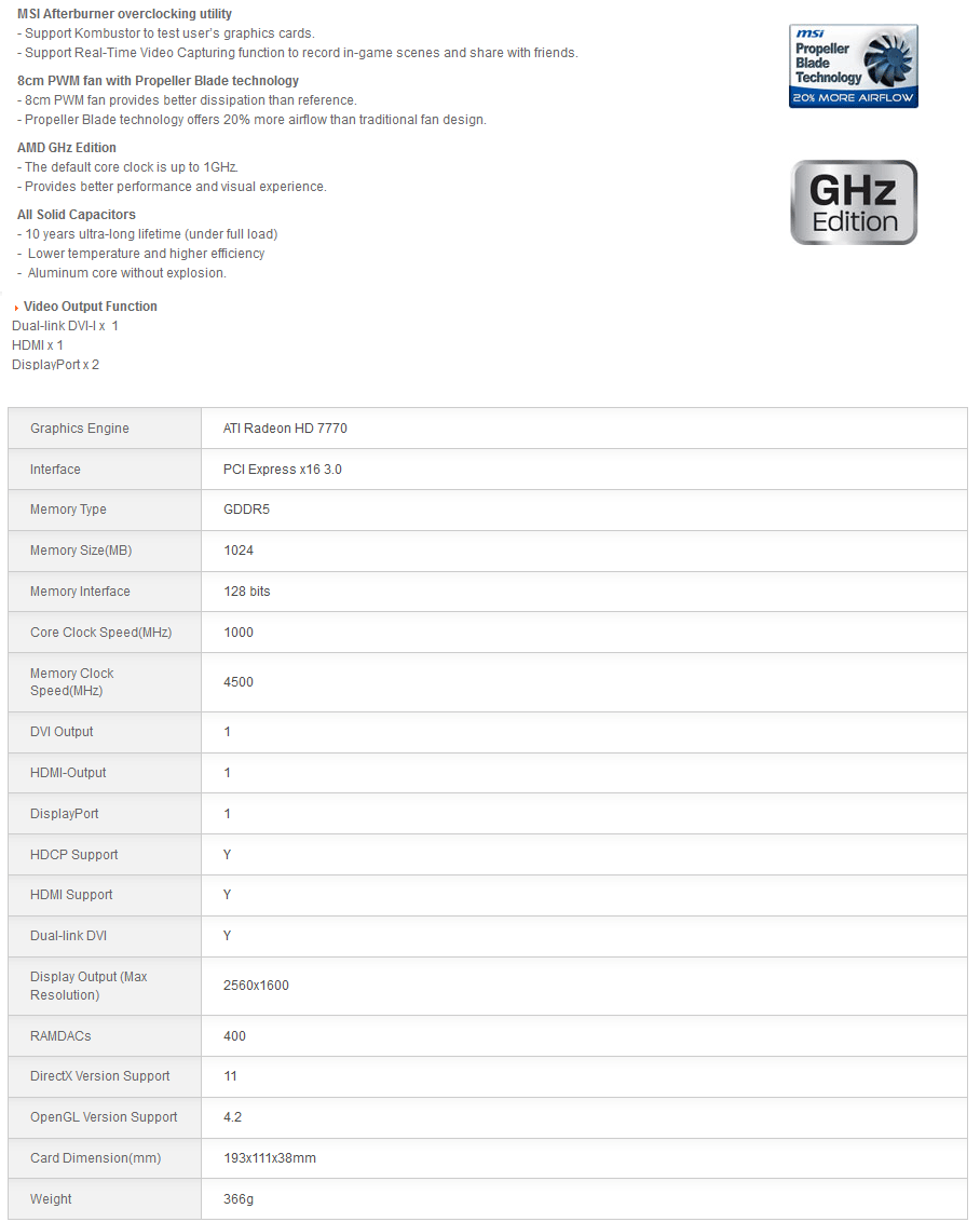 Specification R6770-MD1GD5 | MSI A