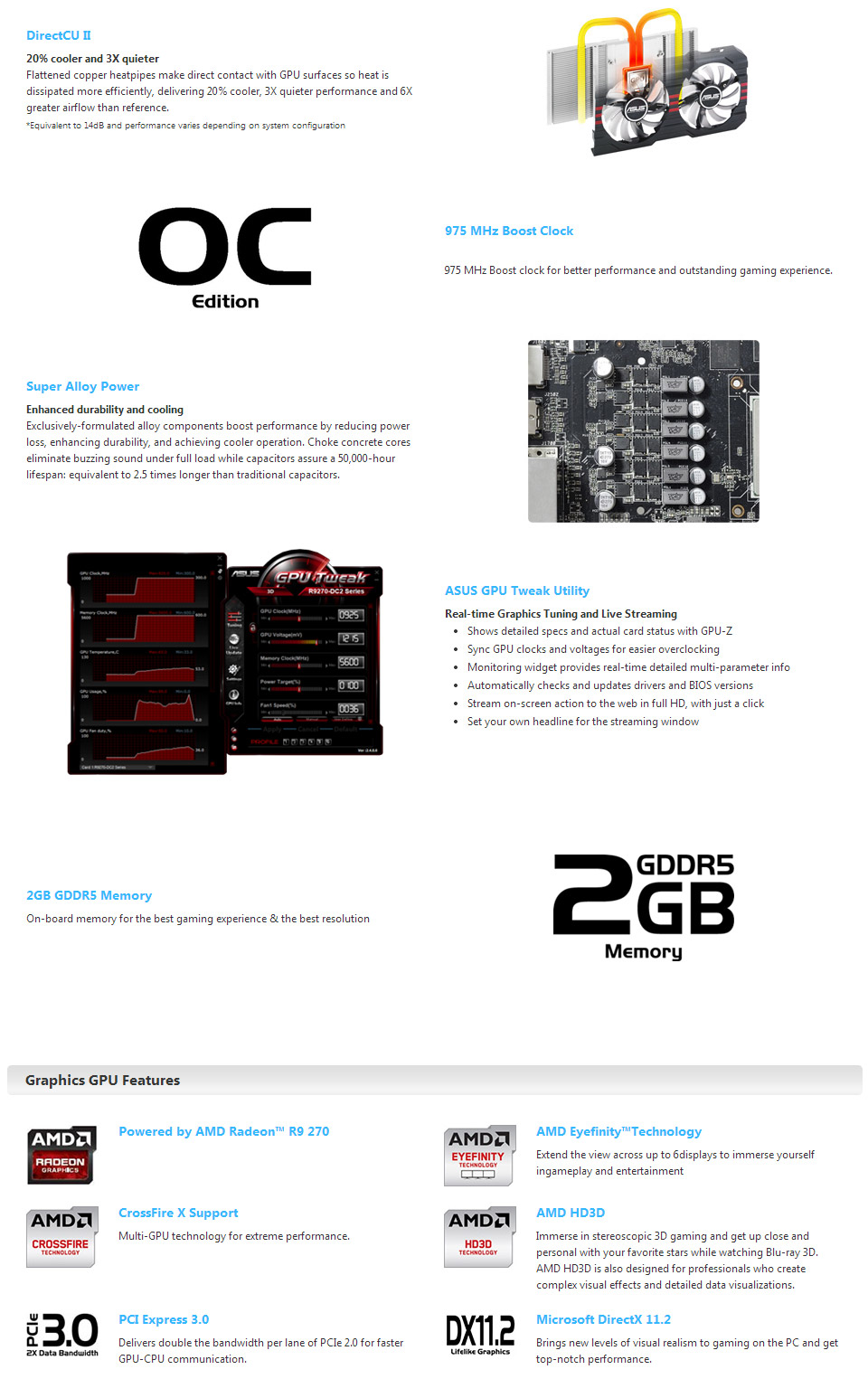 Buy ASUS Radeon R9 270 DirectCU II 2GB [R9270-DC2OC-2GD5] PC