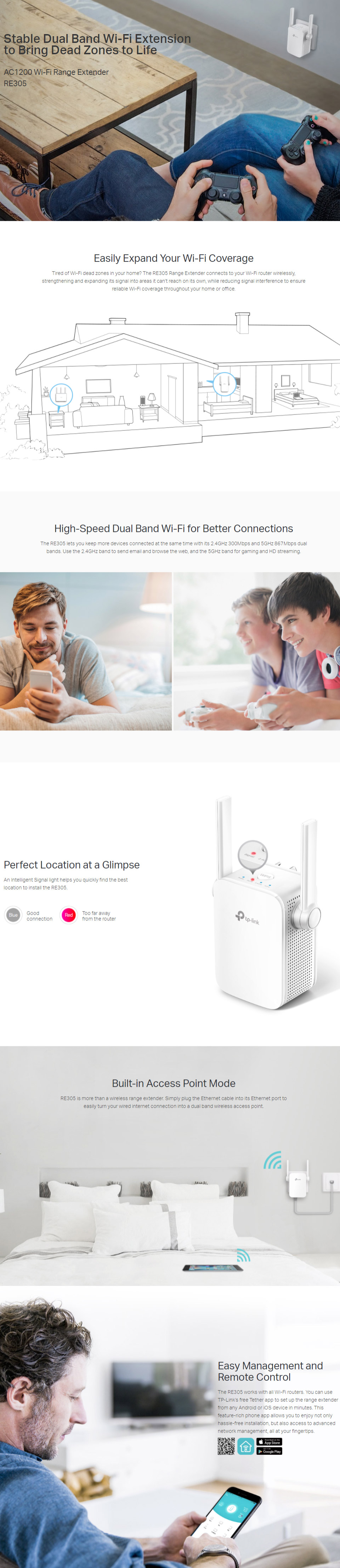 Buy TP-Link RE305 AC1200 Universal Wi-Fi Range Extender [RE305] | PC ...