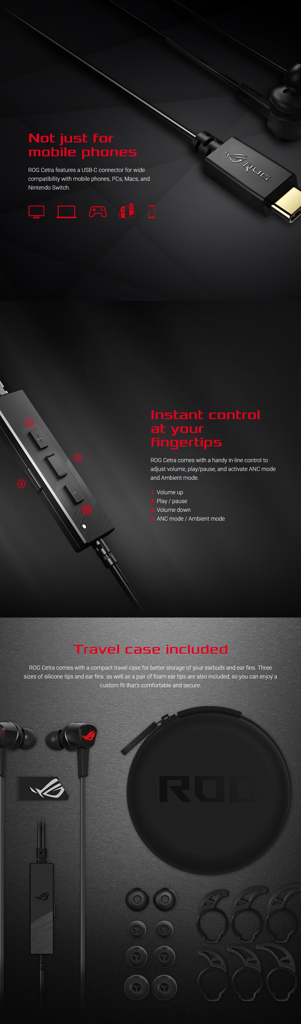 ASUS ROG Cetra In-Ear USB-C Headphones with ANC ASUS ROG Cetra In-Ear USB-C Headphones with ANC features 4