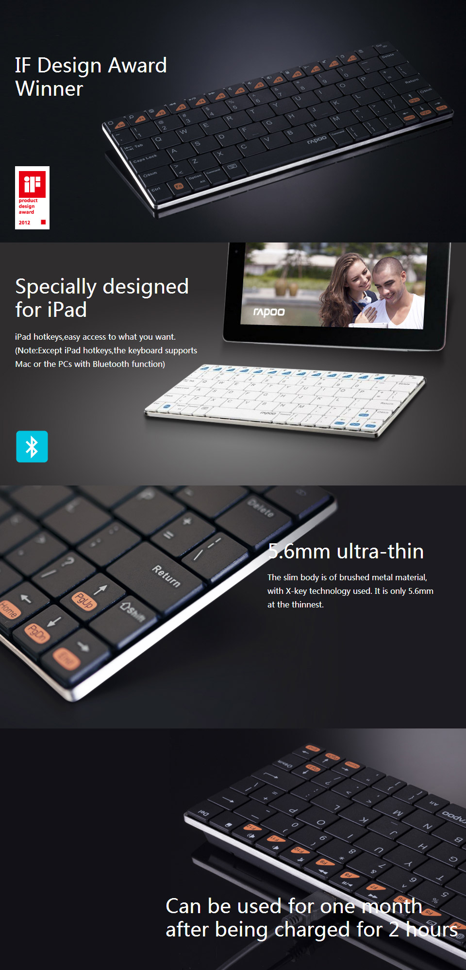 Buy Rapoo E6300 Compact Bluetooth Keyboard White [RP-E6300-WH] | PC ...