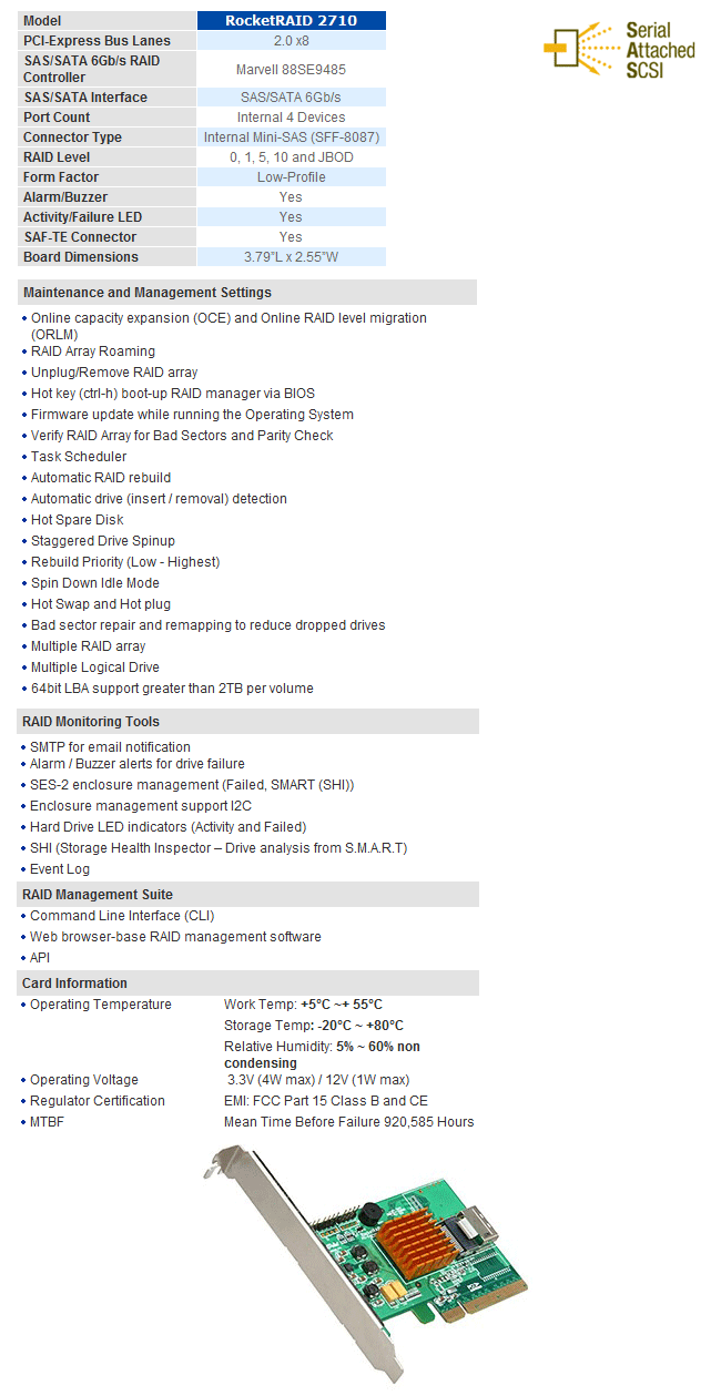 Buy HighPoint RocketRAID 2710 SAS/SATA RAID Controller [RR2710] | PC ...
