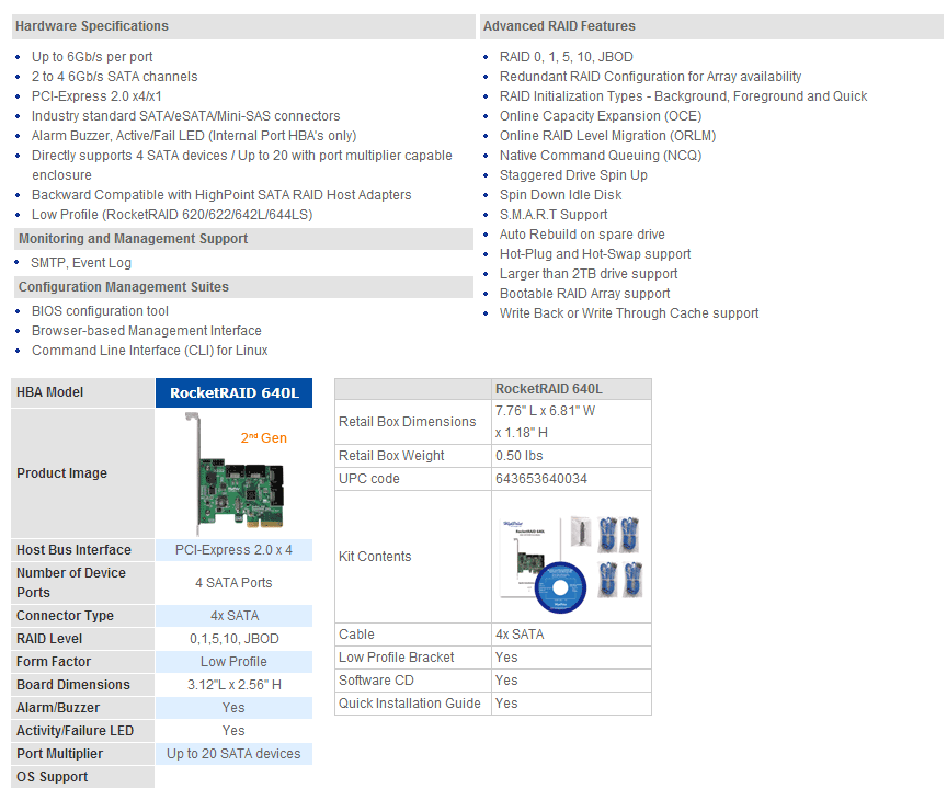 Buy Highpoint RocketRAID 640L Controller [RR640L] PC Case Gear Australia