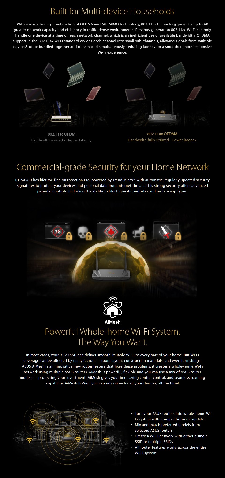 ASUS AiMesh RT-AX56U Wireless Dual Band 802.11ax WiFi Router features 2