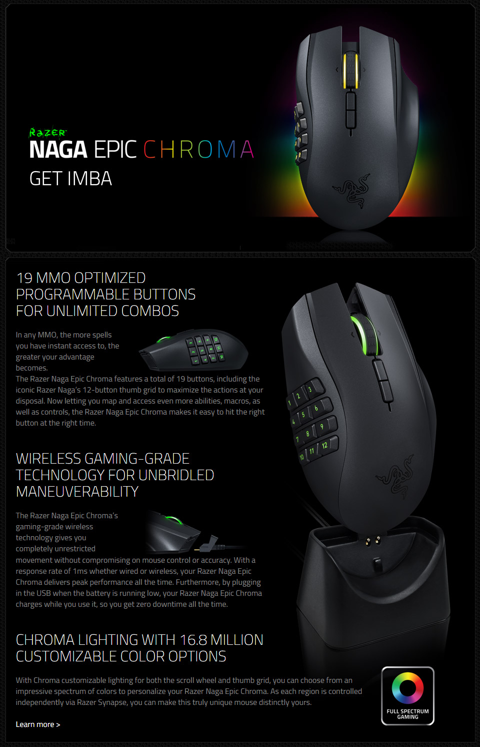 Buy Razer Naga Epic Chroma Wireless MMO Gaming Mouse RZ01