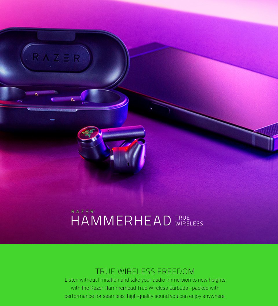 Razer Hammerhead Wireless In-Ear Headphones אוזניות Razer Hammerhead TWS