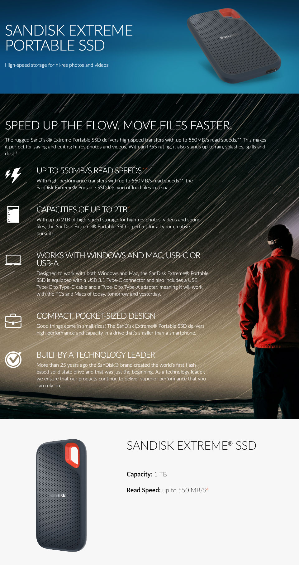 Buy SanDisk Extreme Portable SSD 1TB [SDSSDE60-1T00] PC Case