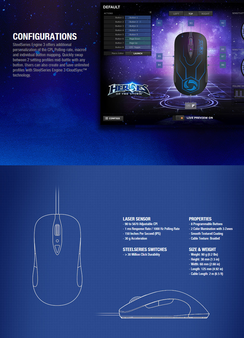 Souris Gaming SteelSeries Heroes Of The Storm - Neuve Sous Blister