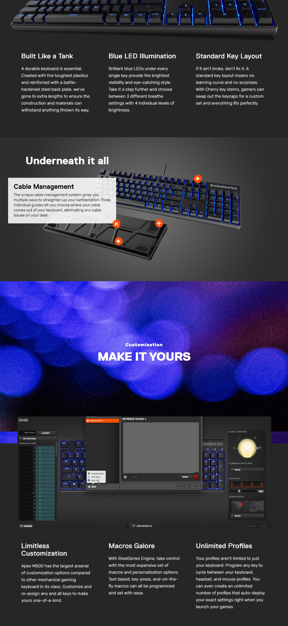 Buy SteelSeries Apex M500 Gaming Mechanical Keyboard MX Blue