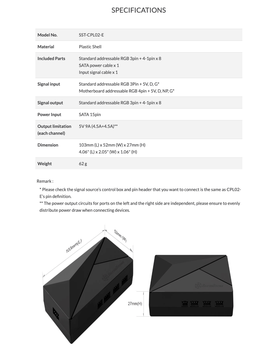 SilverStone Technology CPL02-E 8-In-1 Addressable RGB Hub Supports Up To 8 RGB Strips Or Devices