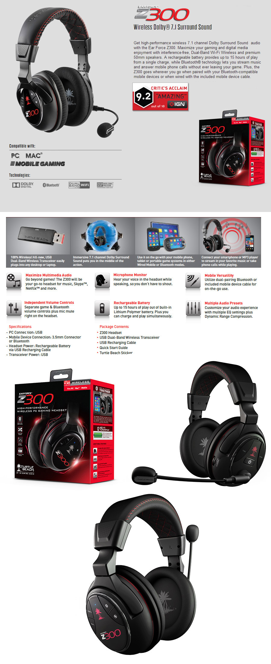 Buy Turtle Beach Ear Force Z300 Wireless Gaming Headset [TB-0270