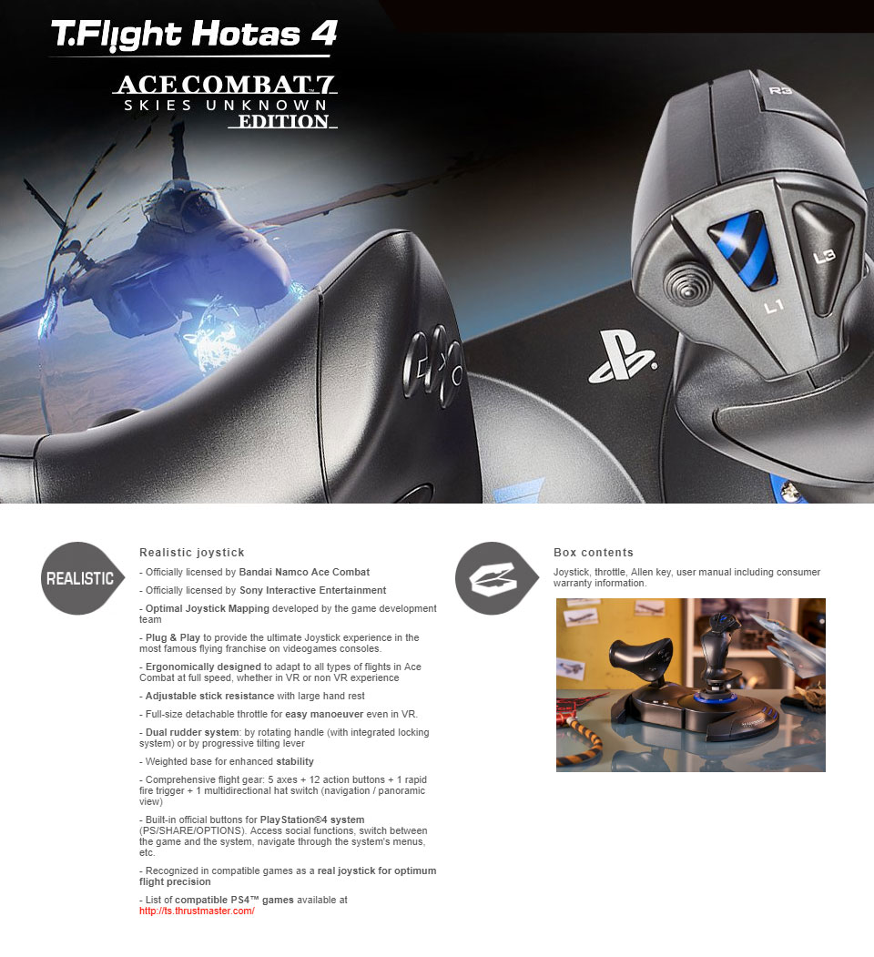 Buy Thrustmaster T-Flight Hotas 4 Ace Combat 7 Edition For PC