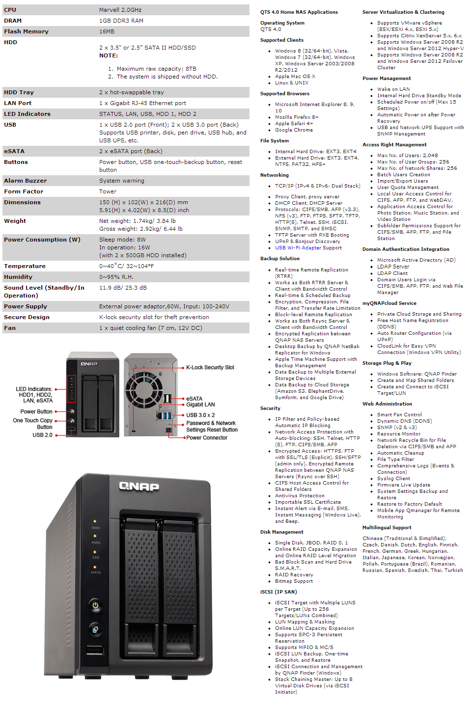 Buy QNAP TS-221 2-Bay Turbo NAS [TS-221] | PC Case Gear Australia