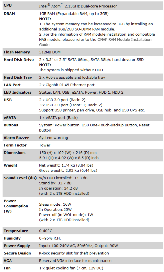 Buy QNAP TS-269 PRO High Performance 2 Bay SMB NAS [TS-269PRO