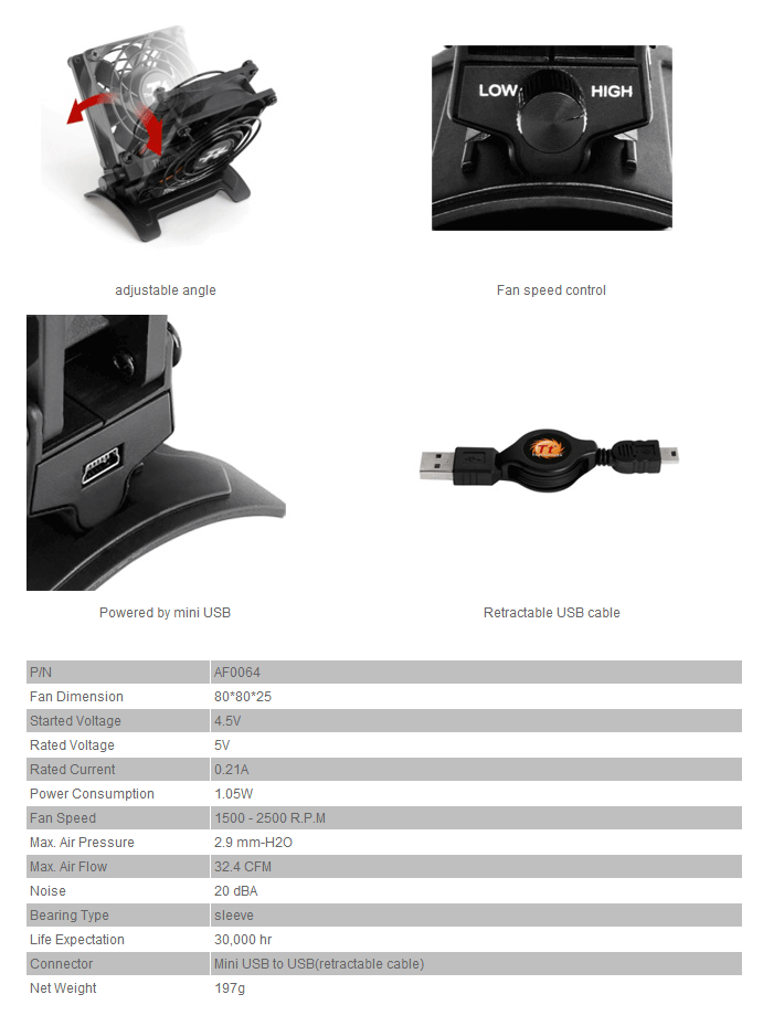 Buy Thermaltake 80mm Black USB Mobile Fan III [TT-AF0064] | PC Case ...