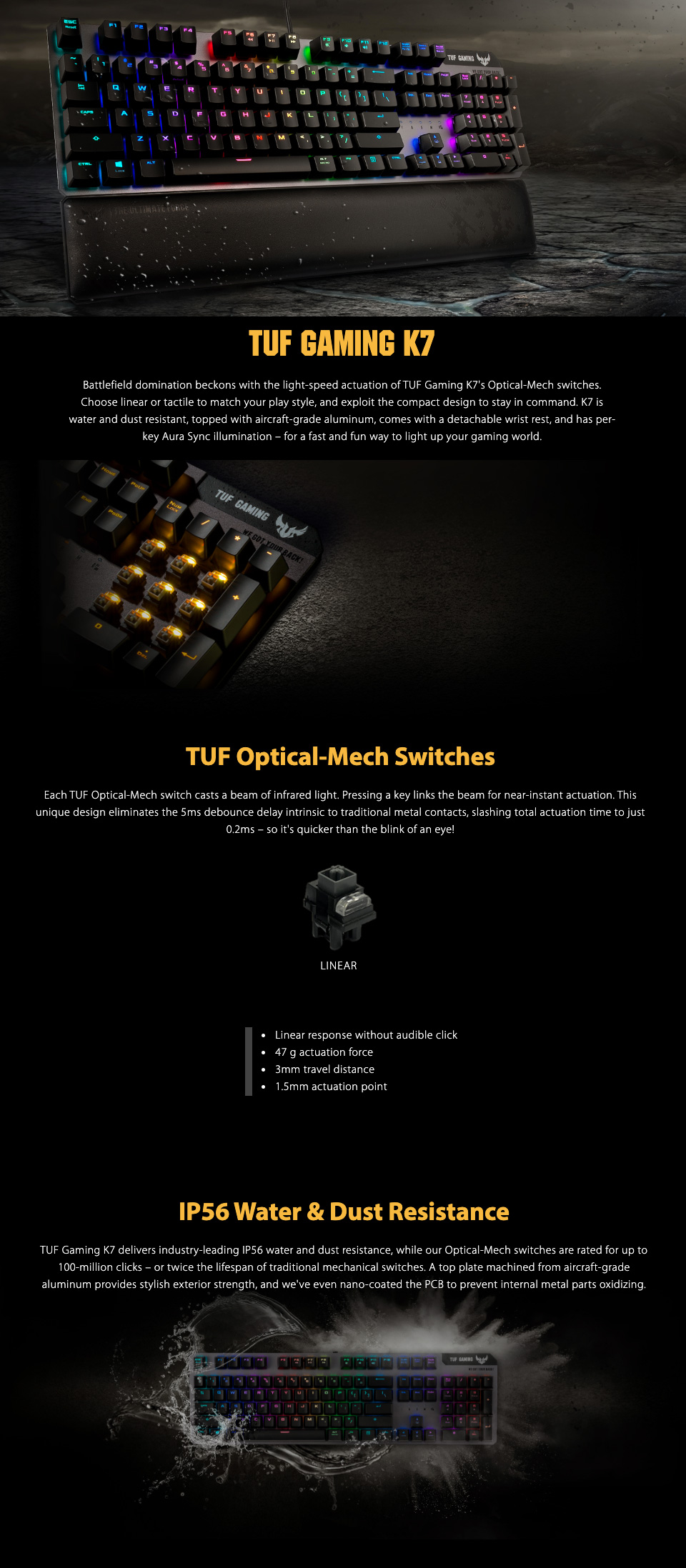 Buy ASUS TUF K7 Opto-Mech RGB Keyboard Linear Switch [TUF-GAMING-K7/LIN ...
