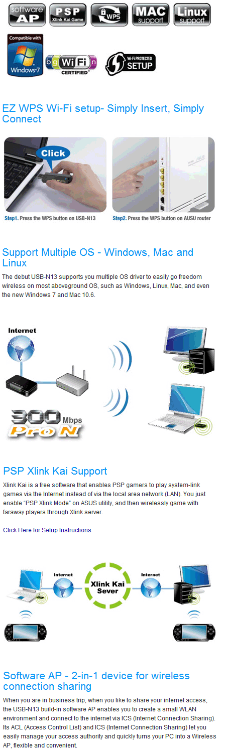 Buy ASUS USB-N13 Wireless Pro N USB Adaptor [USB-N13] | PC Case Gear ...