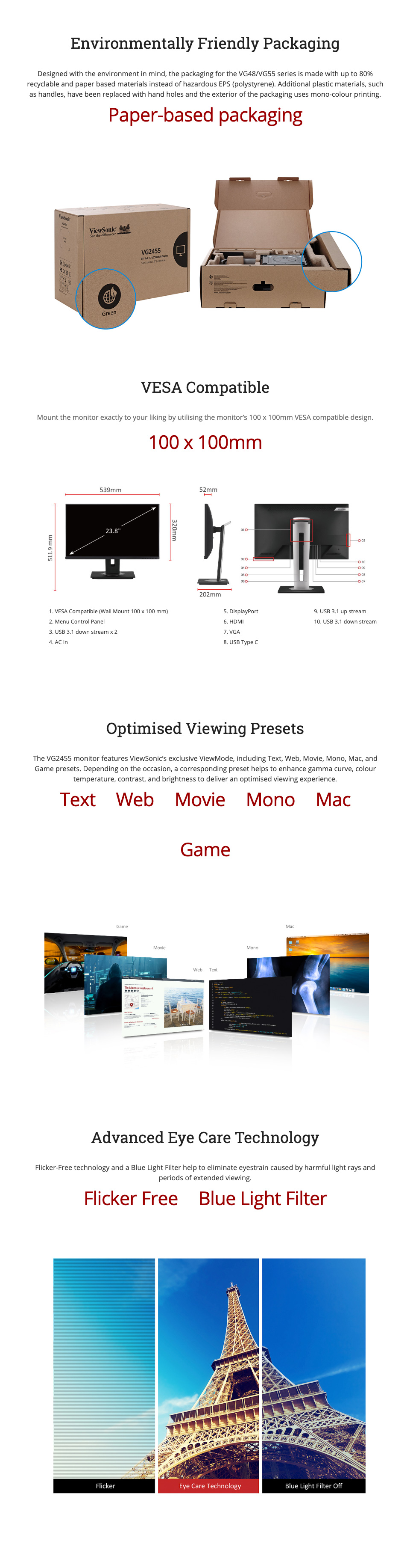 ViewSonic VG2455 FHD IPS 24in Monitor features 4