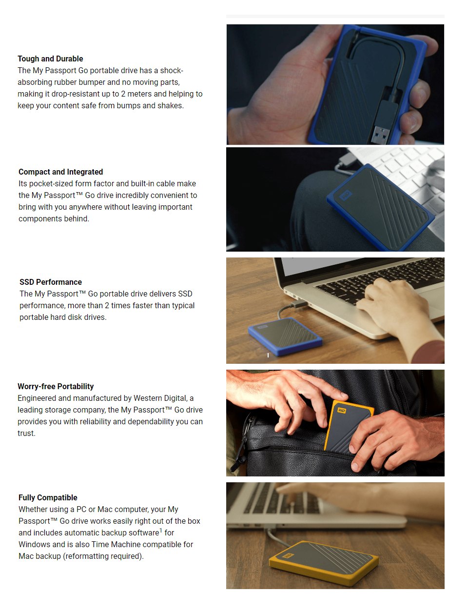 Western Digital My Passport Go Portable SSD 1TB Amber Western Digital My Passport Go Portable SSD 1TB Amber features