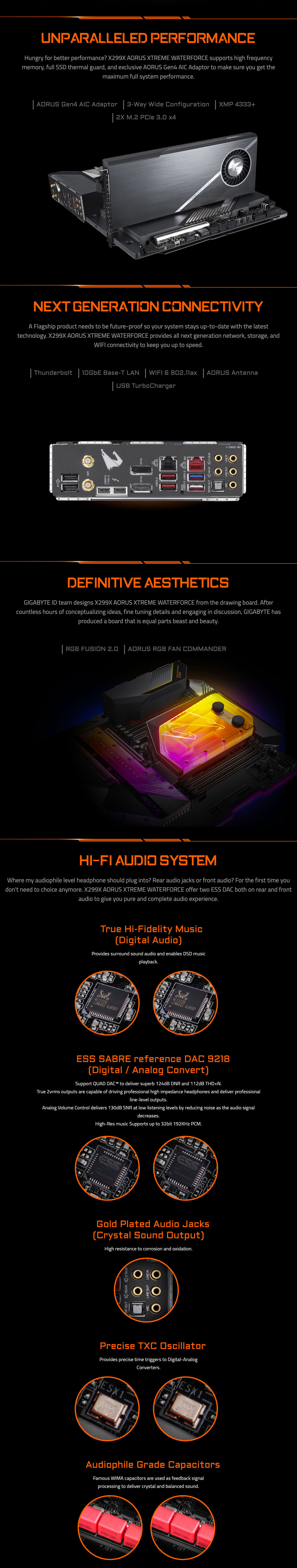 Gigabyte AORUS X299X Xtreme Waterforce RGB Motherboard features