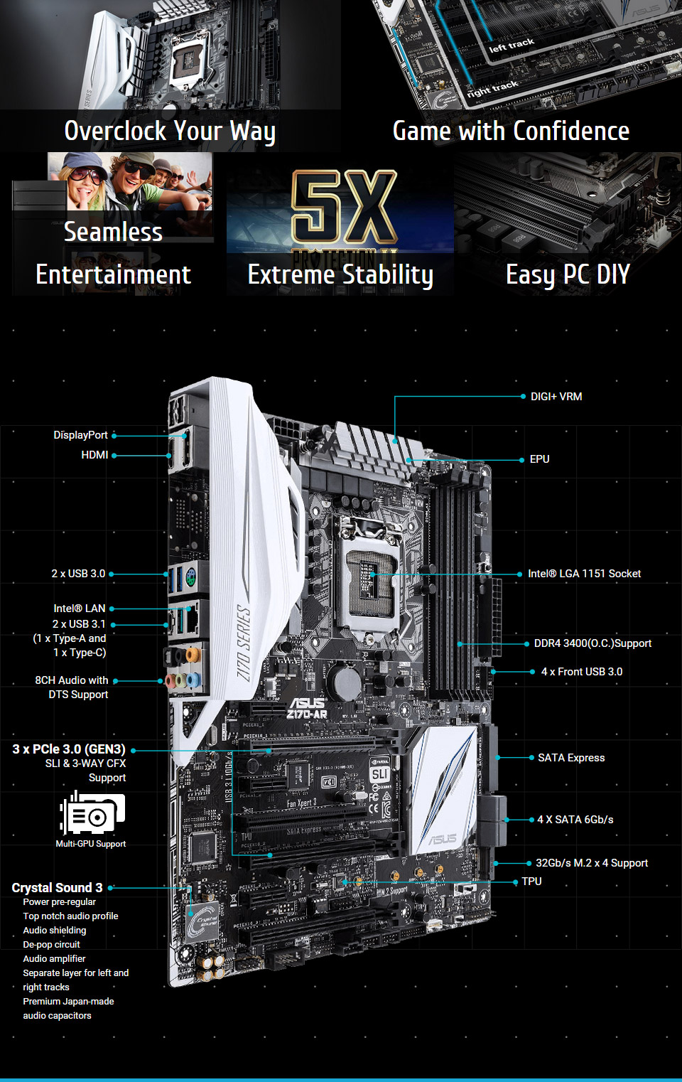 Buy Asus Z170 Ar Motherboard Z170 Ar Pc Case Gear Australia