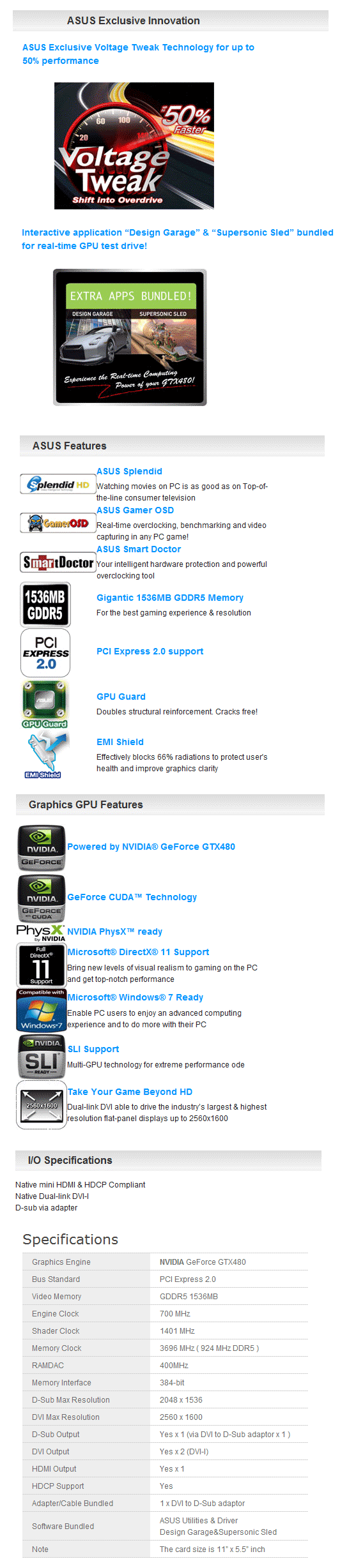 Buy ASUS GeForce GTX 480 1536MB [ENGTX480-2DI-1536MD5] | PC Case Gear ...