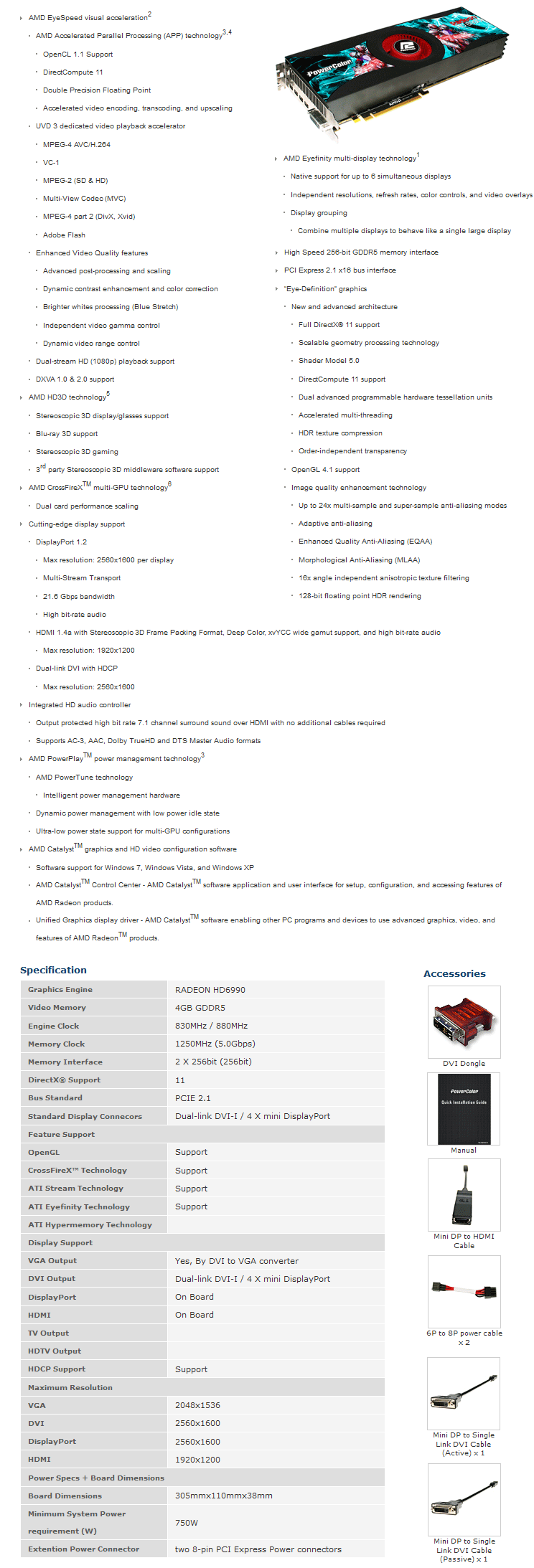 Buy PowerColor Radeon HD6990 4GB [AX6990-4GBD5-M4D] | PC Case Gear ...