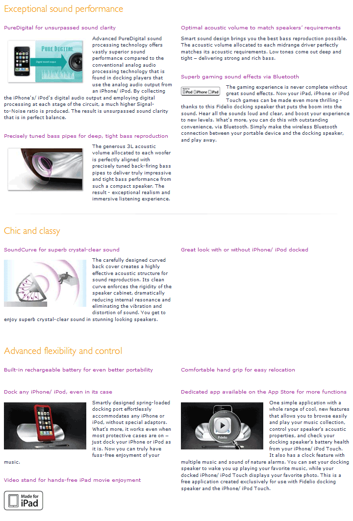 Buy Philips Fidelio DS8550 Dock with Bluetooth [DS8550] PC Case Gear Australia