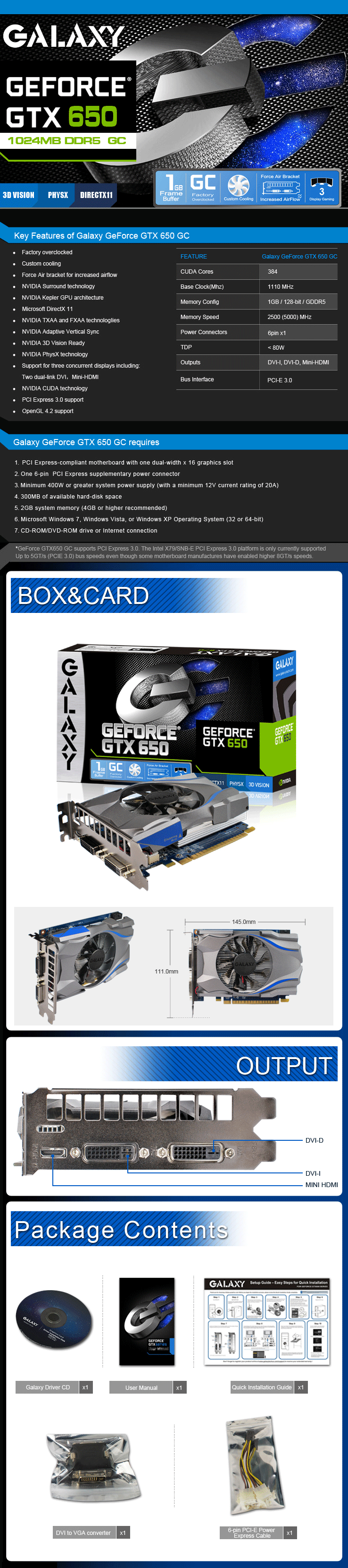 Buy Galaxy GeForce GTX 650 1GB GC [GXY-GTX650-1GD5-GC] | PC Case Gear ...