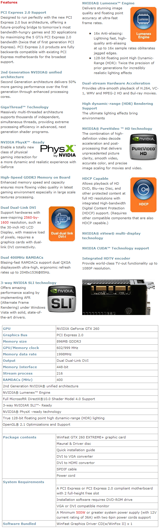 Gtx 260 Shader Model Capable Graphics Card Buy Leadtek WinFast GTX