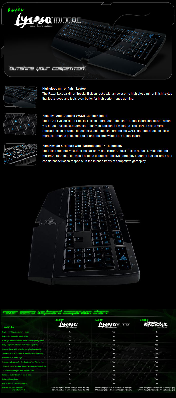 Buy Razer Lycosa Gaming Keyboard Mirror Edition [RZLYCOSAM] PC Case