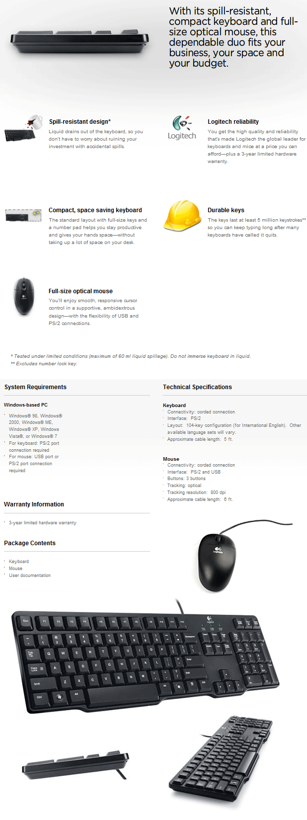 Buy Logitech Classic Desktop MK100 [920-002755] | PC Case Gear Australia