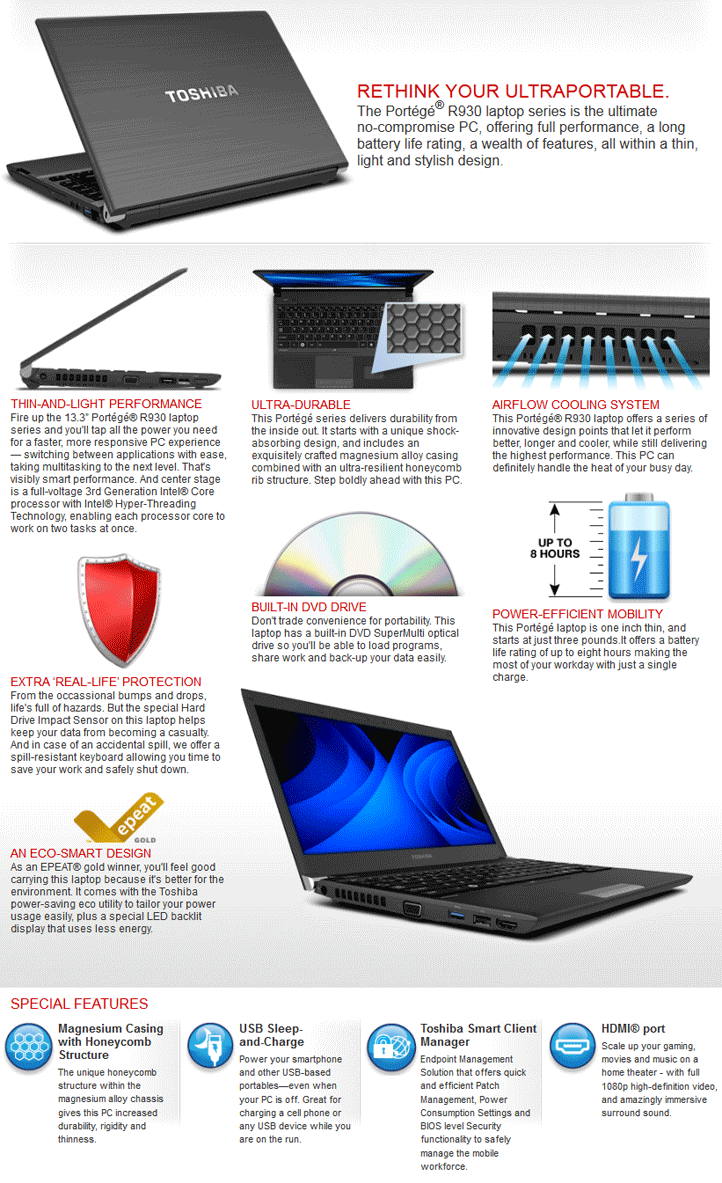 Buy Toshiba Portege R930 Notebook with 3G [PT331A-01X00101] [PT331A ...
