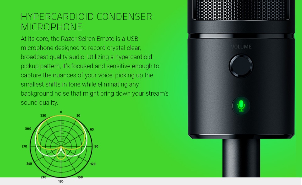 Razer Seiren Emote USB Desktop Microphone features 3