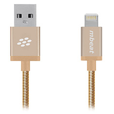 mbeat toughlink mfi metal coiled lightning cable gold 1 2m mb ica
