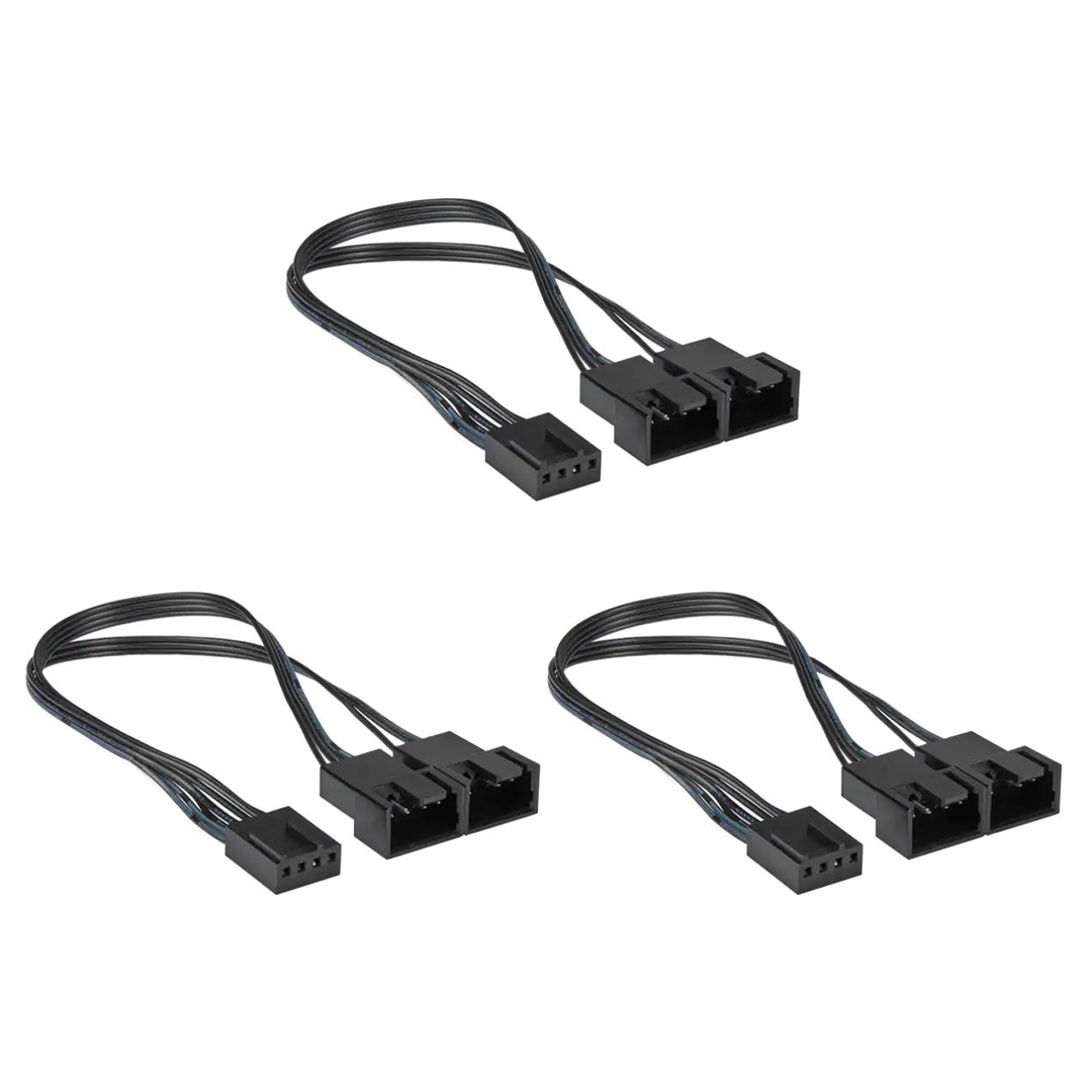 12-Inch 3-Way 4-Pin PWM PC Fan Splitter Cable – 2 Pack