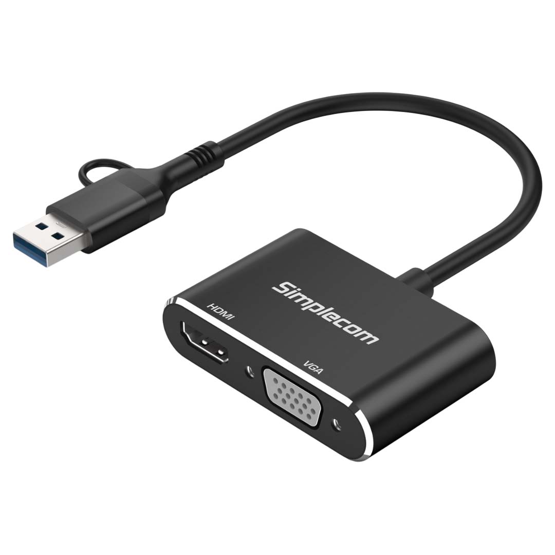 Computer Video Card Adapter Buy Simplecom DA326C USB 3.0 and USB-C to HDMI + VGA Video Card Adapter ...