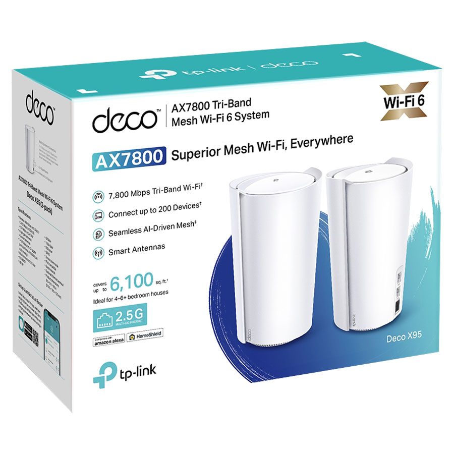 TP-Link メッシュWi-Fi AX7800 Deco X95 2ユニット Buy TP-Link Deco X95 AX7800 Tri-Band WiFi 6 Mesh Wi-Fi System 2