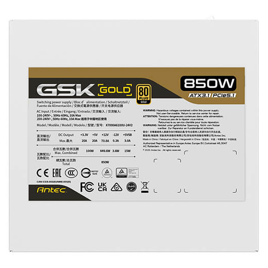 Buy Antec GSK850 V2 850W 80+ Gold Fully Modular PCIe 5.1 ATX 3.1