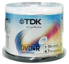 Buy TDK DVD+R 16x White Printable - Spindle of 50 [YK110100375] | PC ...