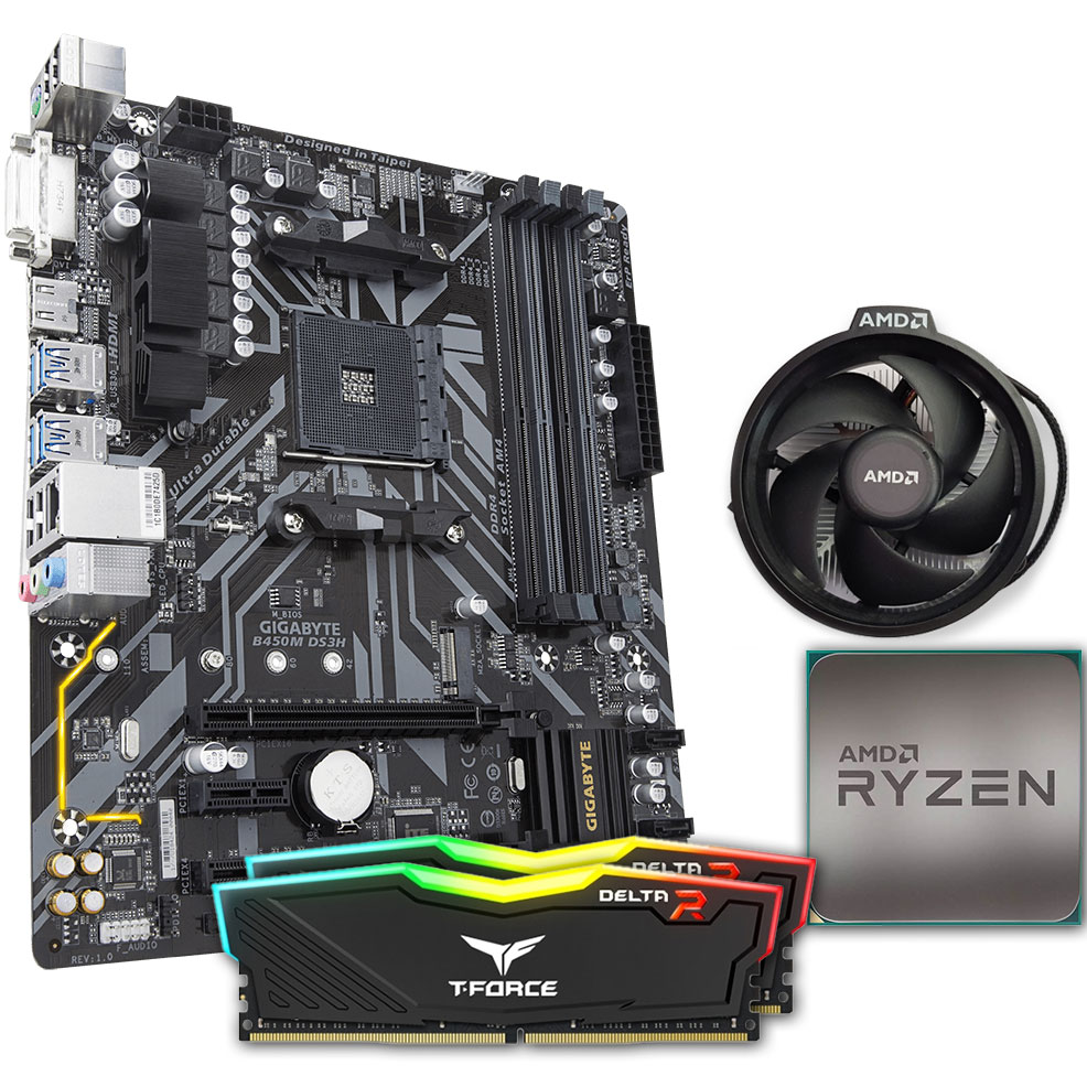 Gaming Pc Gigabyte B450m Ds3h Amd Ryzen 3600 Bundle AMD R5 3600